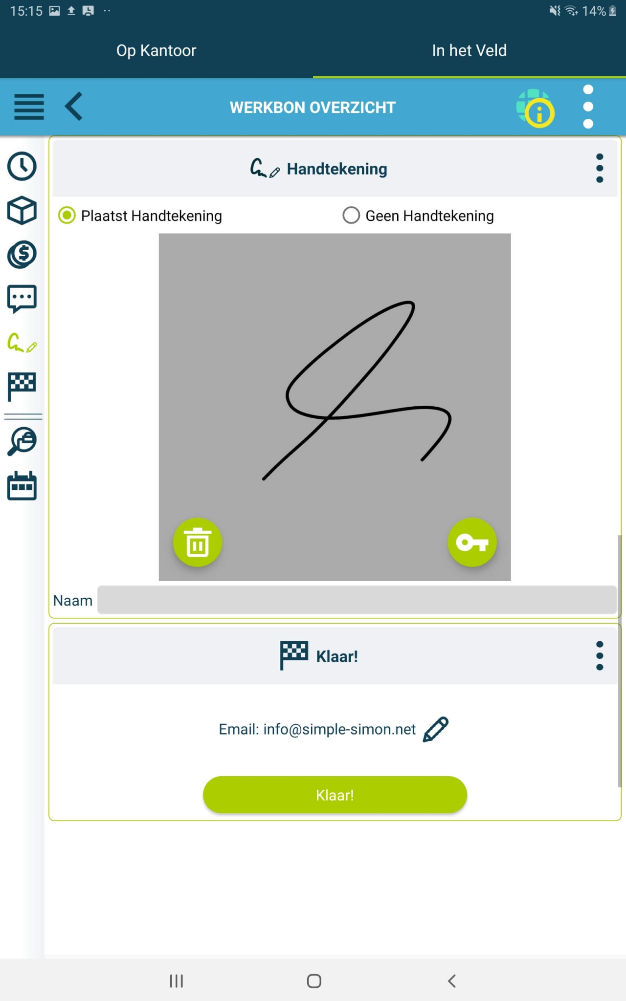 Digitale werkbon app